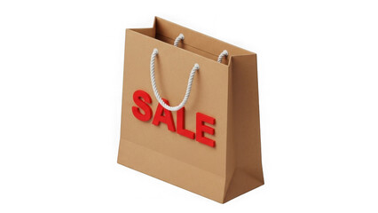 Brown Shopping Bag With Red 3d Sale Text On Black Background