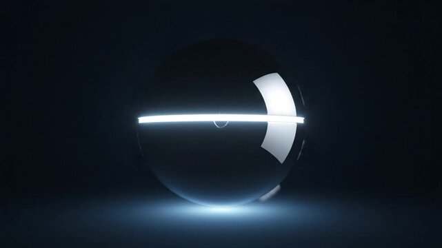 Geometric Glow: A luminous sphere, bisected by a bright line, emanates a soft glow, suggesting the harmony of technology and artistry.
