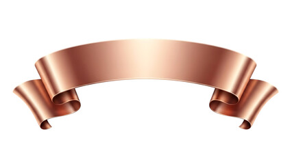 Copper ribbon banner with curled ends isolated on a transparent background