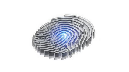 Futuristic Digital Fingerprint With Blue Glow For Biometric Security