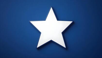 A simple white star with a blue outline on a solid blue background, creating a clean and modern look