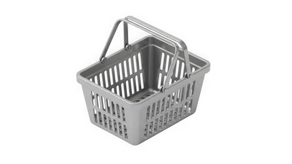 3d Render Of Empty Silver Shopping Basket For Ecommerce