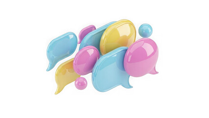 Glossy 3d Pastel Speech Bubbles For Digital Communication