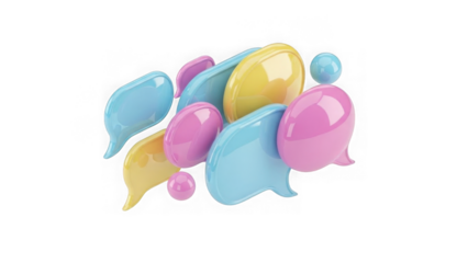Glossy 3d Pastel Speech Bubbles For Digital Communication