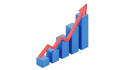 3d Bar Chart With Upward Red Arrow Symbolizing Business Growth