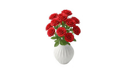 Red Roses Bouquet In White Vase On Black Background