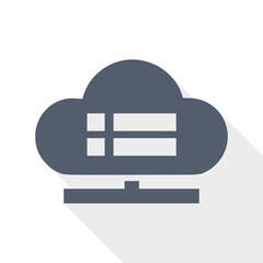 Cloud server storage icon in flat vector style, perfect for data management, hosting services and cloud infrastructure design.