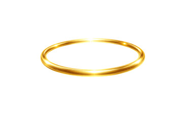 Golden halo circle on transparent background. Angelic symbol. Love concept.