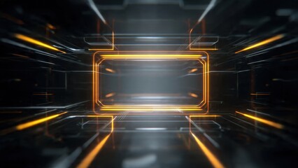 Futuristic Technology Tunnel with Glowing Lines