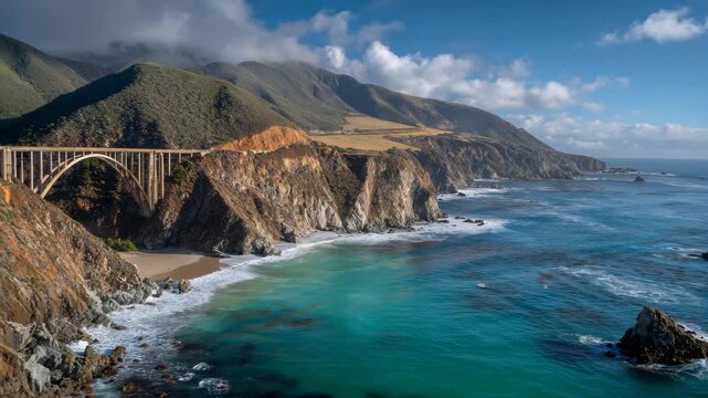 Bixby creek bridge overlooking the pacific ocean