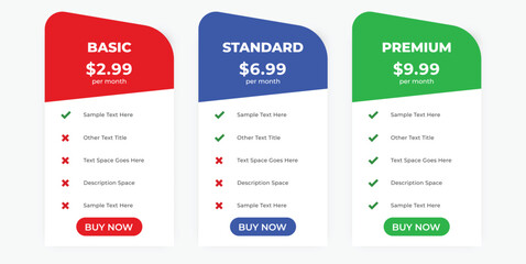 Modern Subscription Pricing Plans Comparison Table