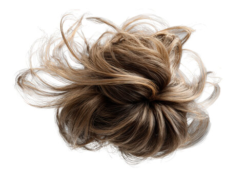 Dynamic tousled hair against neutral background
