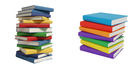 pile of books colorful rainbow colors isolated white background high quality HQ 4k 8k high resolution PNG..//