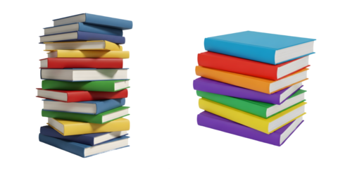 pile of books colorful rainbow colors isolated white background high quality HQ 4k 8k high resolution PNG..//
