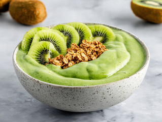 Kiwi smoothie bowl breakfast green smoothie kiwi fruit granola healthy food vegetarian vegan fresh creamy natural light kiwi smoothie bowl