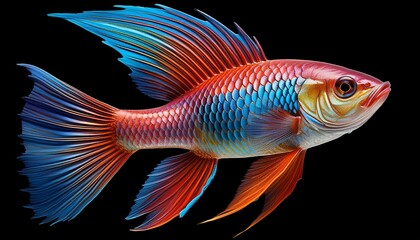 tropical hillstream fish with colorful scales and fins transparent