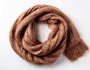 cozy knitted infinity scarf isolated on white background