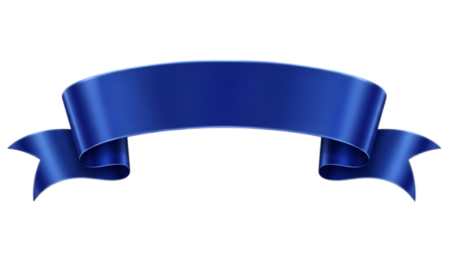 Blue ribbon banner with curled ends isolated on a transparent background shiny smooth 1 - Powered by Adobe