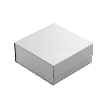 Isolated matte white rigid dessert box with magnetic flap closure premium 3D render