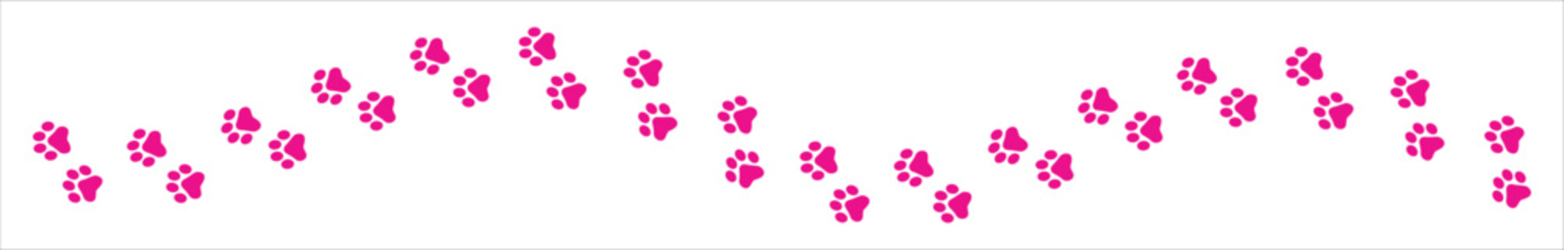 Paw Prints. Cute pets and Dogs pets paw print isolated on white background. Animal paw prints.