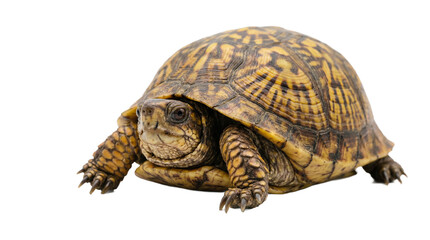 Fototapeta premium A box turtle on transparent background with a black backdrop