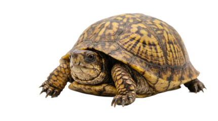 A box turtle on transparent background with a black backdrop