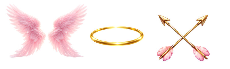 Valentine's Day set. wedding rings on a white background. halo on a transparent background