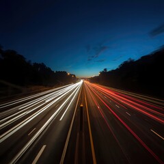 Highway Light Trails at Dusk