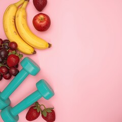 Healthy Lifestyle Concept with Fruits and Dumbbells