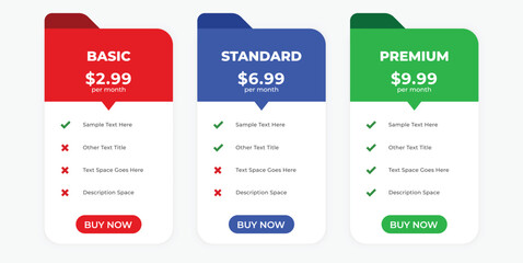 Modern Subscription Pricing Plans Comparison Table