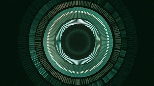 Concentric circles of green hues radiating from a central void in digital artwork.