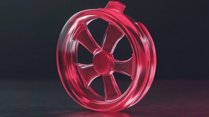 A vivid red biohazard symbol rendered as a translucent pattern on a dark background with a glossy finish