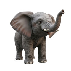 Obraz premium Cartoon Baby Elephant with Trunk Up