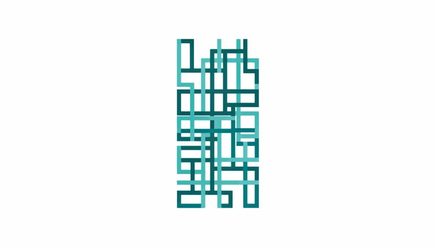 Abstract geometric maze and circuit board pattern. Interconnected lines network concept. Minimalist flat design vector illustration isolated on white background
