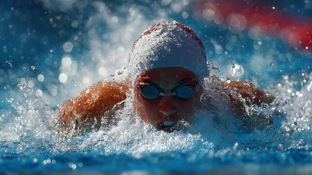 A swimmer realizing she veered off course in the middle of a race (2)