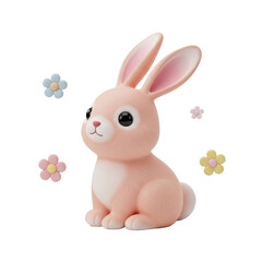 Fototapeta premium Cute bunny with flowers illustration