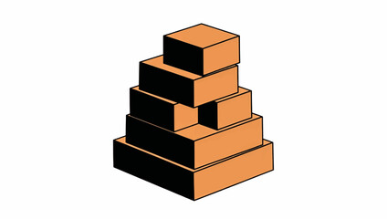 Fototapeta premium Stacked orange blocks vector illustration. Pyramid structure of bricks for building and foundation concept. Flat design graphic isolated on white background. Growth and progress symbol