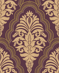 Damask modern seamless pattern element. Vintage classical old fashioned damask ornament, seamless texture for wallpapers, textile.