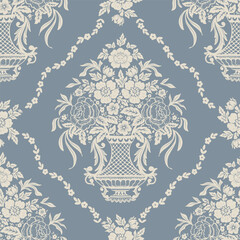 Cute floral seamless pattern. Flower vector illustration background. Print in rustic vintage style, textile or wallpapers.