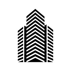 Stylized high-rise building badge symbolizing architecture, urban growth, and modern real estate.