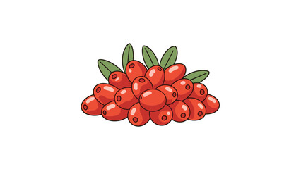 Small cluster of vibrant red goji berries with distinct green leaves, representing a powerful superfood known for its rich nutritional value and health benefits.