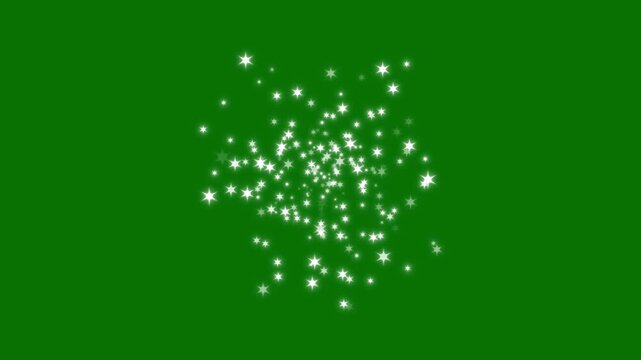 Glittering star line and circle sparkle on green background, twinkle magic dust animation, Luxury white glitter sparkles star trail, pixie dust path,glitter stars isolated. 4k