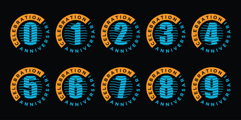 Collection of vintage anniversary logo design template. Celebration Days Custom vector graphics icon concept template