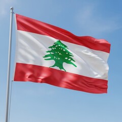Naklejka premium Lebanon Flag Waving in Daylight