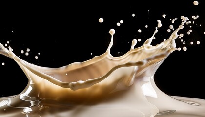 creamy liquid splash isolated on black background showing texture and droplets