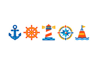 Nautical Icons with Neon Glow Effect © Alan