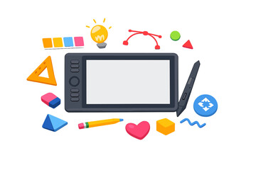 Creative digital drawing tools and concepts arrangement