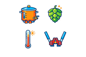Homebrewing Equipment Icons on Dark Background