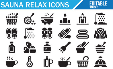 Fototapeta premium Relaxation and Health Spa Icons Vector Pack