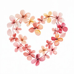 Watercolor drawing of a heart made of flowers